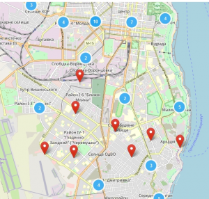 Новостройки на карте Одесского городского совета